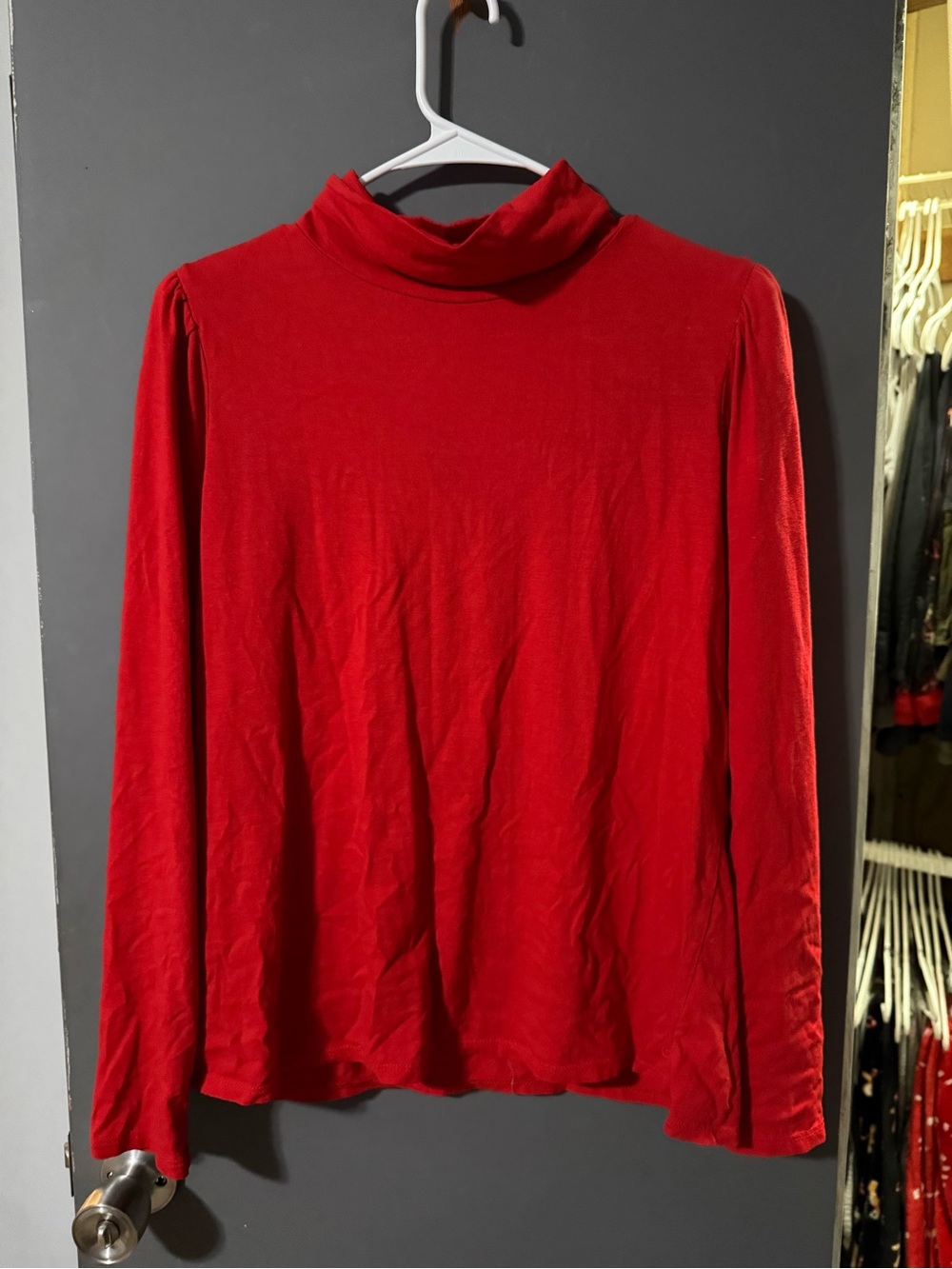crown & ivy Red Long-Sleeve Turtleneck Top